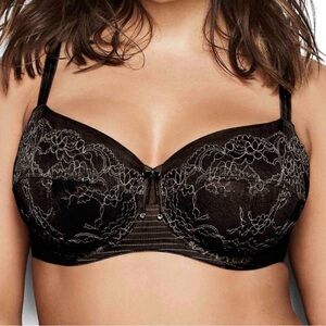 Ashley Graham Fatal Attraction Full Figure Black Lace Underwire Bra